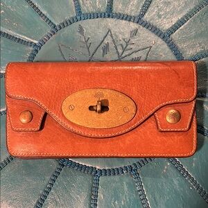 Mulberry Brown and Gold Wallet with Structured Design